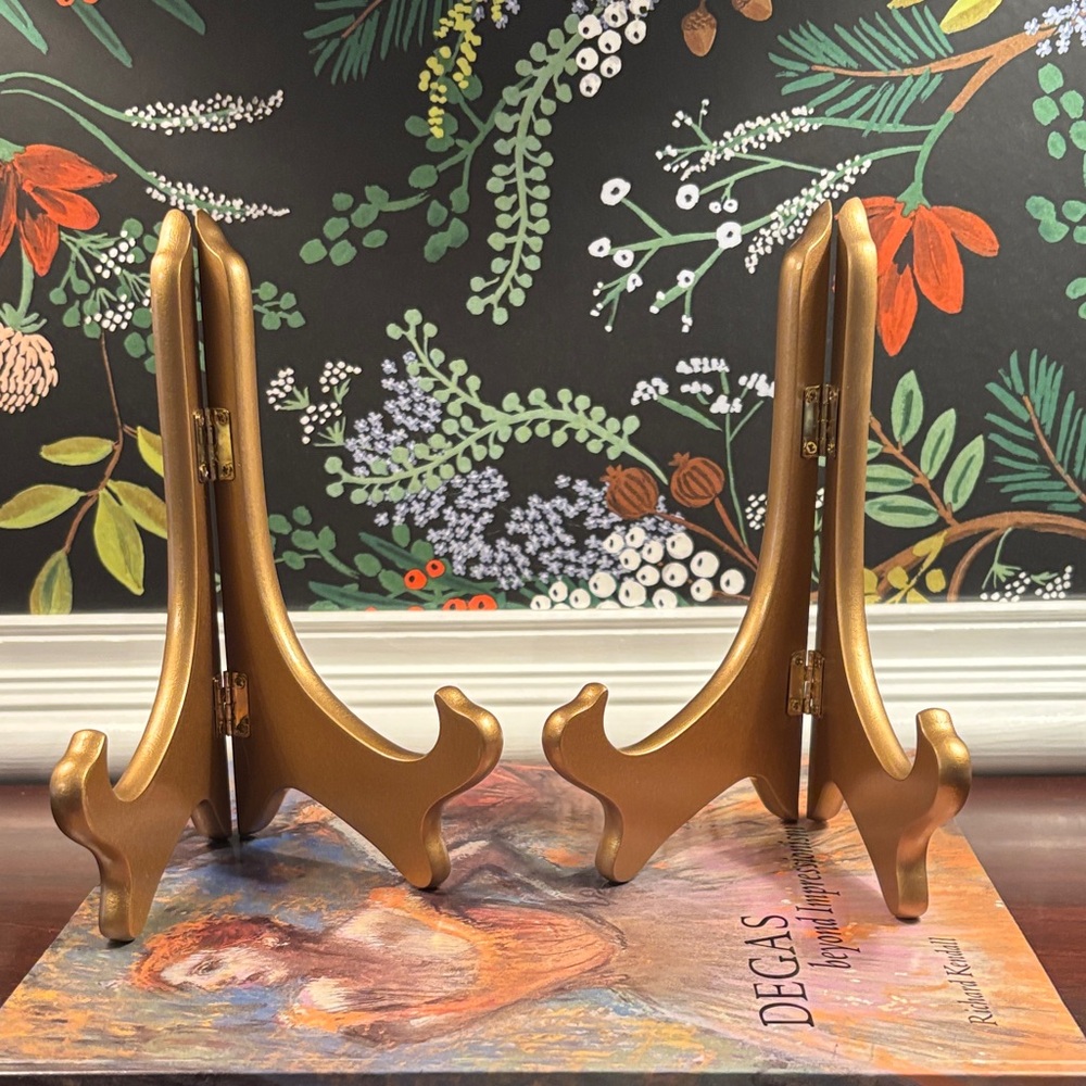 2 Gold Display Easel Stands for Plates and Frames